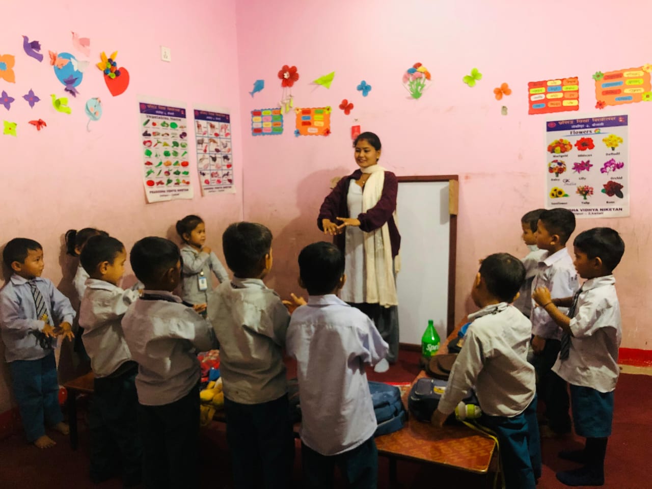 Teacher engaging students in classroom